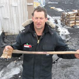 2010-11 John Taylor with an axe found at Cape Royds