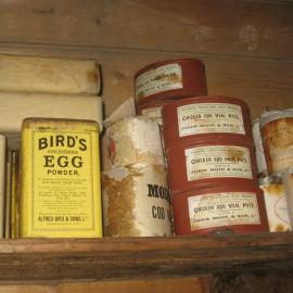 2010-11 Tinned provisions on a shelf inside Shackleton's 'Nimrod' hut, Cape Royds (003)