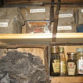 2010-11 Provisions on shelves inside Shackleton's 'Nimrod' hut