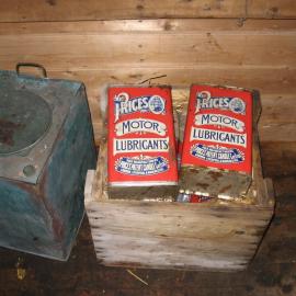 2010-11 Price's motor oil tins inside Shackleton's 'Nimrod' hut, Cape Royds