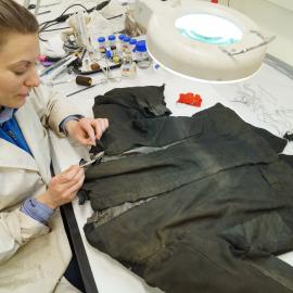 2014 AHT winter conservators at work - Stefanie White in winter conservation lab (003)