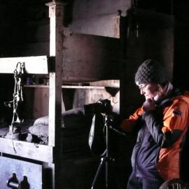 2010-11 Cricket Harbeck photographing Scott's 'Terra Nova' hut, Cape Evans (001)