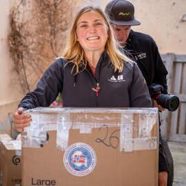 Laura Andrews during expedition preparations