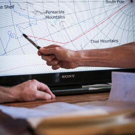 The South Pole Inspiring Explorers Expedition™ team looks over the route to be taken