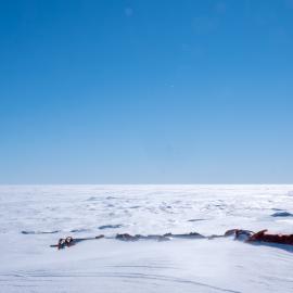 Team equipment buried underneath snow during the South Pole Expedition