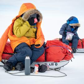 Bengt Rotmo and Nigel Watson during the South Pole Expedition