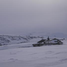 2018-19 Snow build-up around Scott's 'Terra Nova' hut, Cape Evans