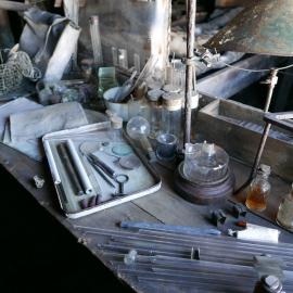 2018-19 Biology bench inside Scott's 'Terra Nova' hut, Cape Evans