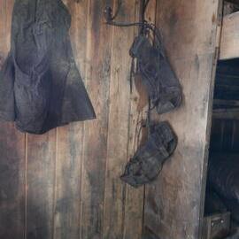 2018-19 Artefacts hung inside Scott's 'Terra Nova' hut, Cape Evans