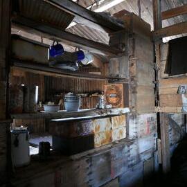 2018-19 Bulkhead shelf inside Scott's 'Terra Nova' hut, Cape Evans