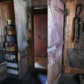 2018-19 Cold Porch door inside Scott's 'Terra Nova' hut, Cape Evans