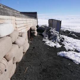 2018-19 North wall of Scott's 'Terra Nova' hut, Cape Evans