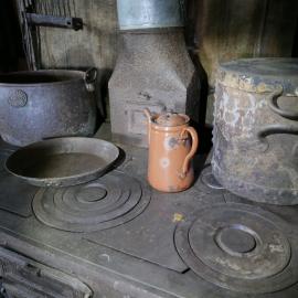 2018-19 Mrs Sam stove inside Shackleton's 'Nimrod' hut, Cape Royds
