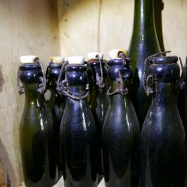 2018-19 Glass bottles inside Shackleton's 'Nimrod' hut, Cape Royds