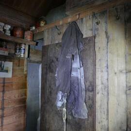 2018-19 Clothing hanging inside Shackleton's 'Nimrod' hut, Cape Royds
