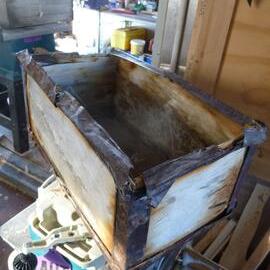 Historic Venesta case in conservation lab