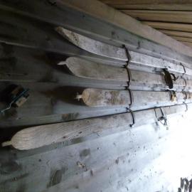 Skis on wall in Western Annexe, Scott's 'Terra Nova' hut (002)