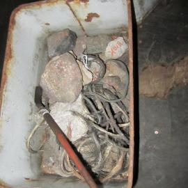 Artefacts under geology bench, Scott's 'Terra Nova' hut (002)
