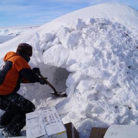 Field camp food storage under construction