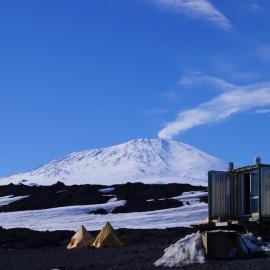 Mount Erebus and field camp