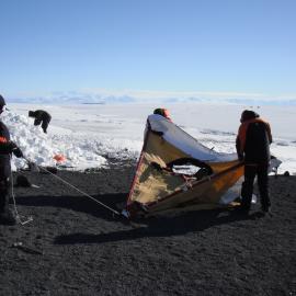Erecting Scott Polar tent, Cape Evans (001)