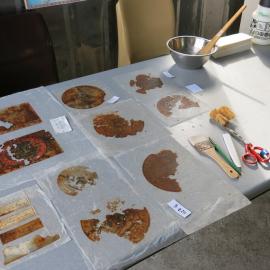 2013-14 Paper artefacts being conserved in the field camp, Cape Evans (002)
