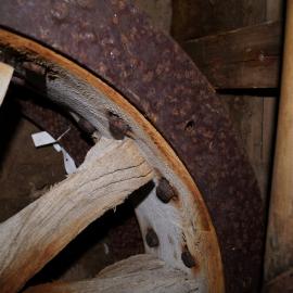 2012-13 Shackleton's 'Nimrod' hut artefact monitoring - Arrol Johnston Wheel (004)