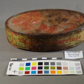2012-13 Shackleton's 'Nimrod' hut artefact monitoring - Herrings Tins   