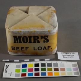 2012-13 Shackleton's 'Nimrod' hut artefact monitoring - Moir's Beef Loaf tin (004)