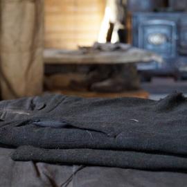 Trousers on bunk, Shackleton's 'Nimrod' hut