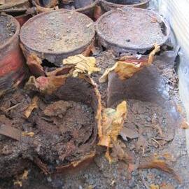 Wool garment embedded in ground