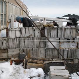 Heritage Carpenters Ted Bugg and Bryce Lewis, Shackleton's 'Nimrod' Hut