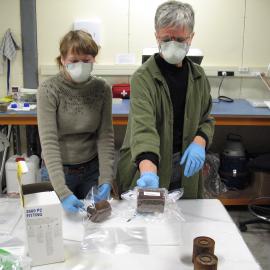 AHT Conservators Carla Pike and Therese Charbonneau 