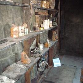 Shelved artefacts in Physical Laboratory, Scott's 'Discovery' Hut