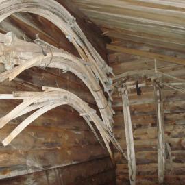Tent poles attached to wall of Annex, Scott's 'Terra Nova' Hut