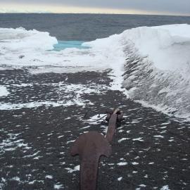 SY 'Aurora's' anchor outside Scott's 'Terra Nova' Hut
