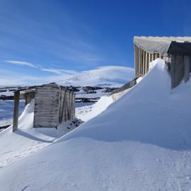 2017-18 Scott's 'Terra Nova hut, snow build-up on North elevation