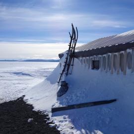 2017-18 Scott's 'Terra Nova hut, snow build-up on West elevation