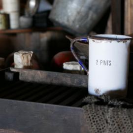 2017-18 Scott's 'Terra Nova' hut, interior, '2 Pints' jug