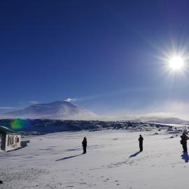 2017-18 Antarctic Heritage Trust conservation team members at Scott's 'Terra Nova' hut