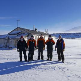 2017-18 Antarctic Heritage Trust conservation team at Scott's 'Terra Nova' hut
