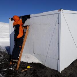 2017-18 Cape Evans magnetic hut, work task, roof cladding testing (006