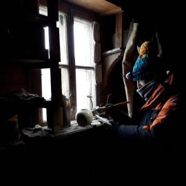2017-18 Shackleton's 'Nimrod' hut, conservators at work, Conservation Ambassador Diana McCormack