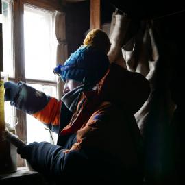 2017-18 Shackleton's 'Nimrod' hut, conservators at work, Conservation Ambassador Diana McCormack