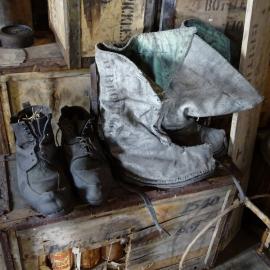 2017-18 Shackleton's 'Nimrod' hut, interior, pairs of boots