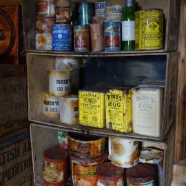 2017-18 Shackleton's 'Nimrod' hut, interior, pantry artefacts