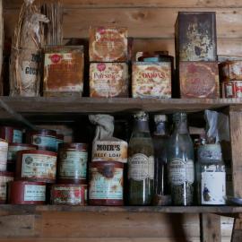 2017-18 Shackleton's 'Nimrod' hut, interior, pantry artefacts