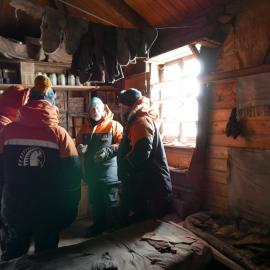 2017-18 Antarctic Heritage Trust Programme Manager, RSHRP Al Fastier with conservation team members