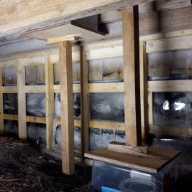 2017-18 Shackleton's 'Nimrod' hut, work task, sub-floor moisture experiment, data loggers