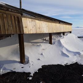 2017-18 Scott's 'Discovery' hut, exterior, North verandah